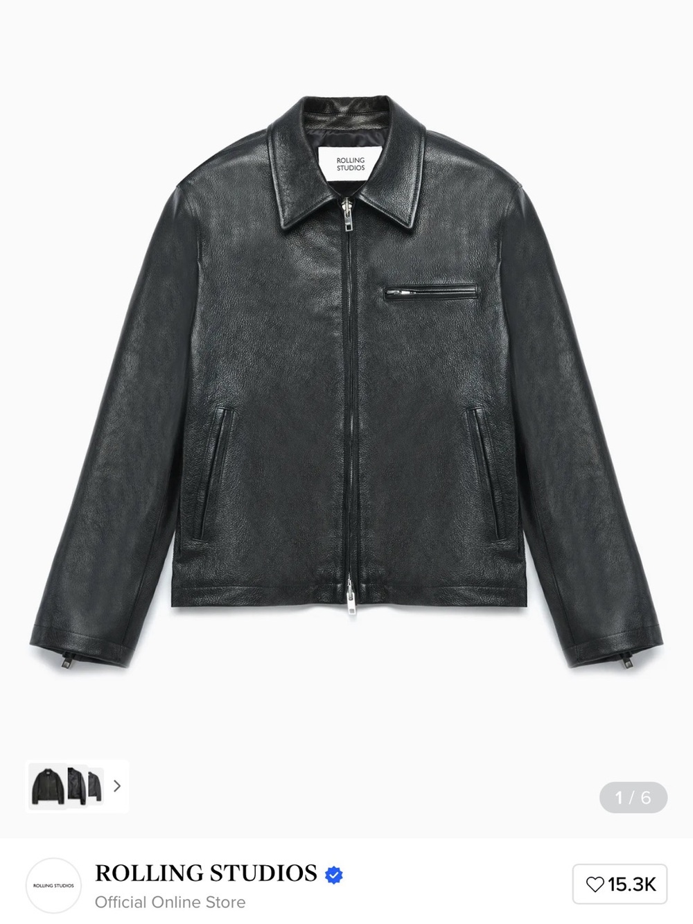 Black Leather Zip-Front Jacket